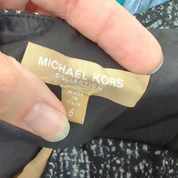 Michael Kors Collection Womens Designer Skirt Silk Marled Chiffon Black White 6 - Picture 8 of 10